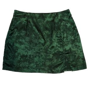 SHEIN Floral Jacquard Split Hem Satin  Mini Skirt